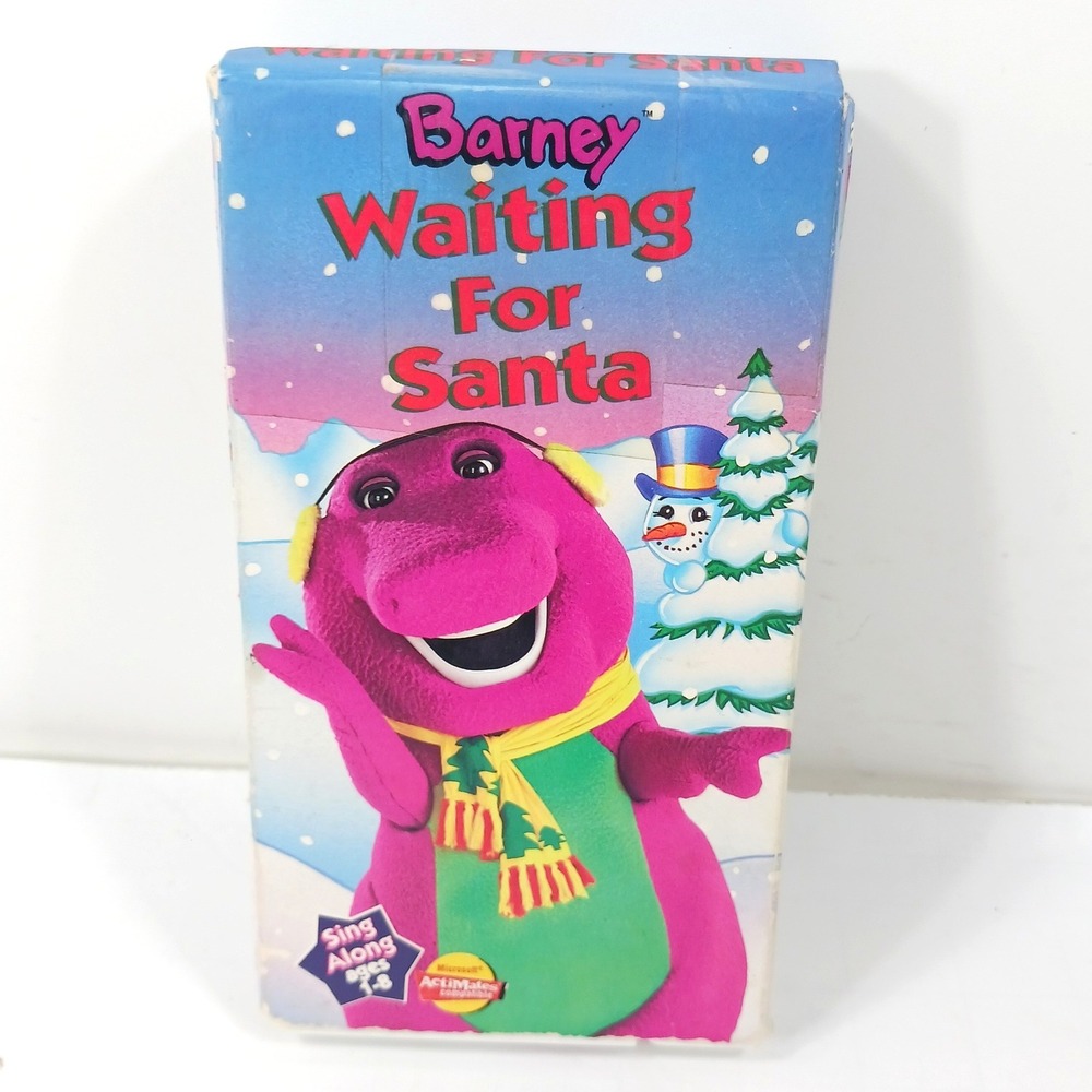 Barney Waiting For Santa VHS 1992 Lyons Group White Tape Holiday Sing Along